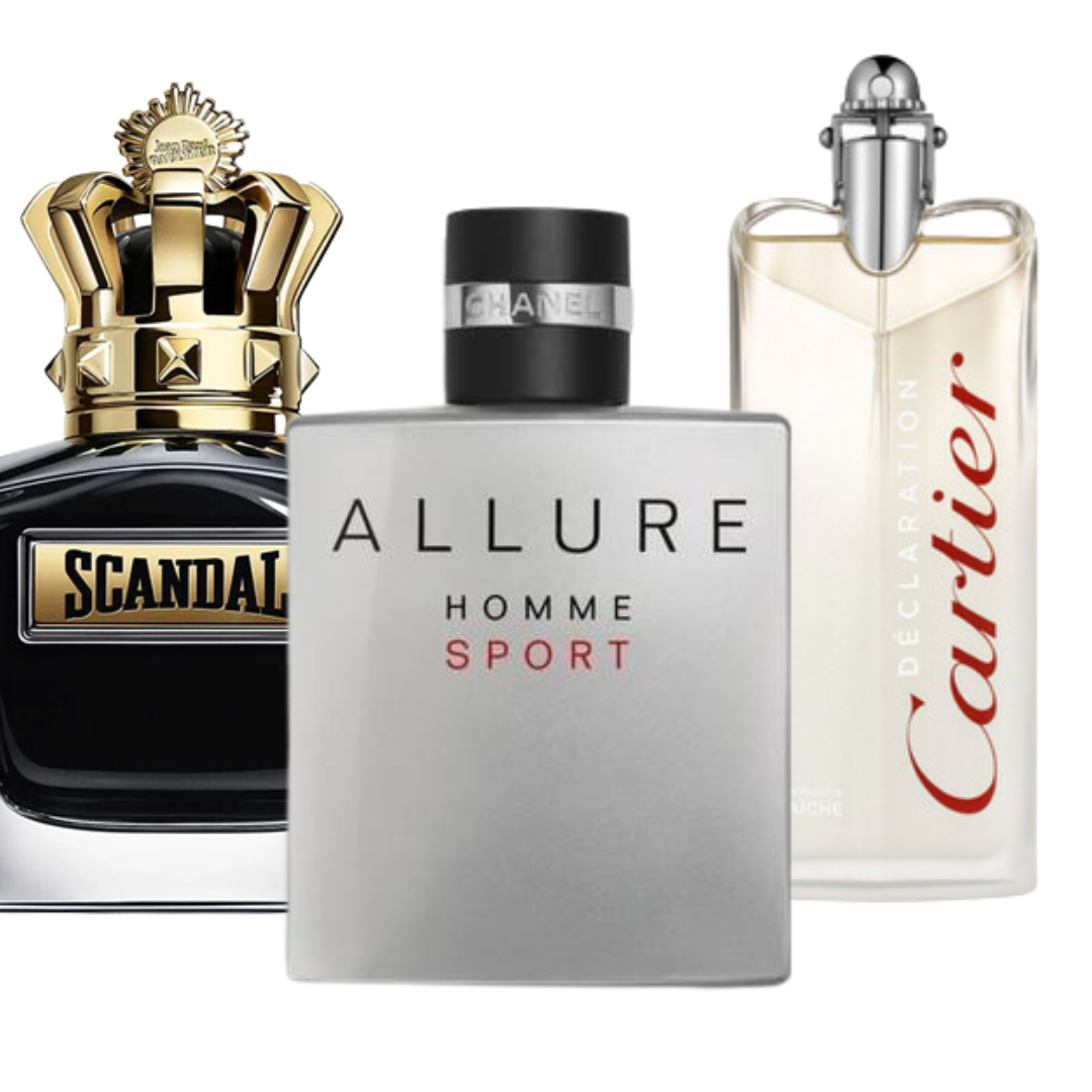 Kit 3 perfumes Allure Homme Sport, Jean Paul Gaultier Scandal y Cartier Statement (Eau de Parfum)