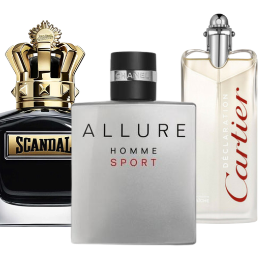 Kit 3 perfumes Allure Homme Sport, Jean Paul Gaultier Scandal y Cartier Statement (Eau de Parfum)